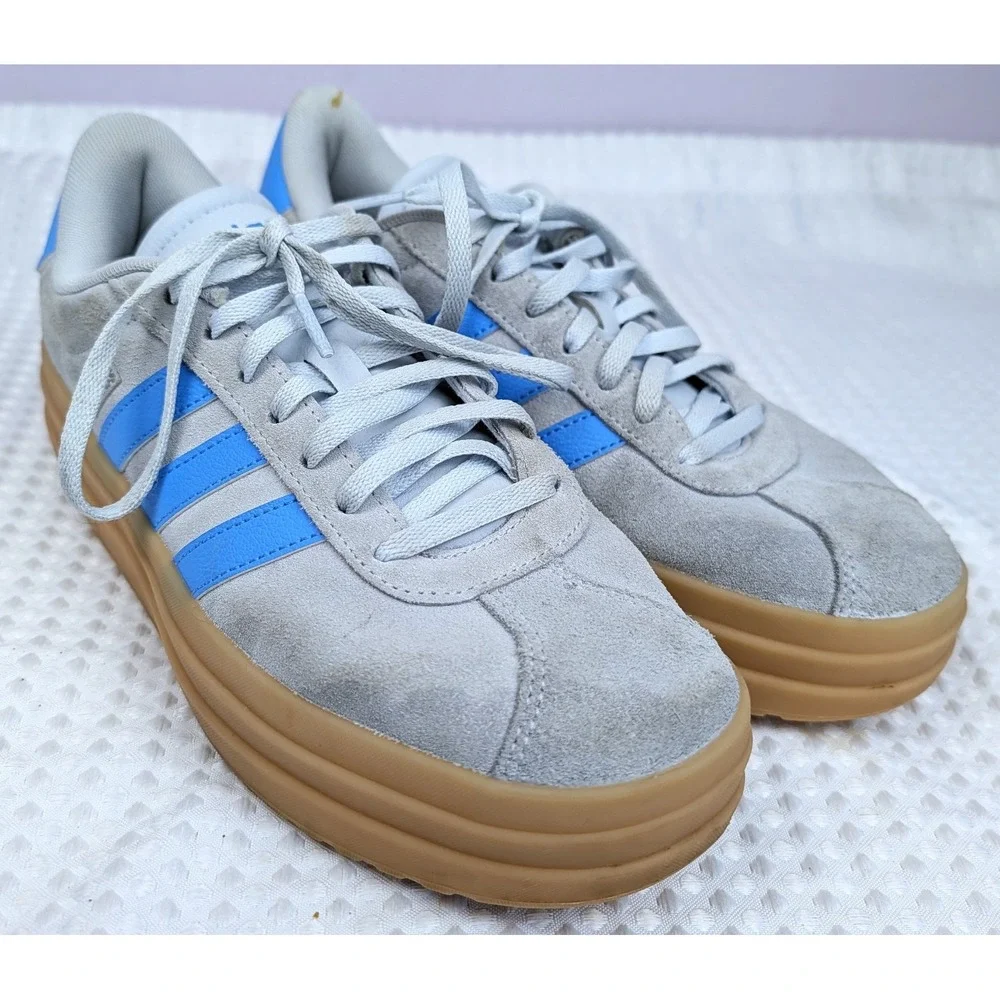 Adidas Womens VL Court Bold IH2310 Blue Gray Casual Sneakers Size 8 Platform